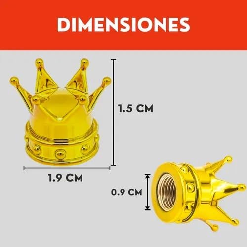 Genérico 4 Tapones Corona Dorada Válvula para Llanta Coche Bici Moto