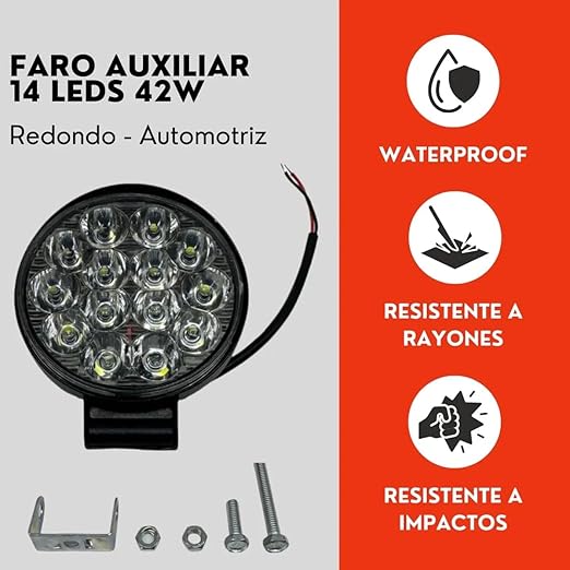 Faro Redondo 14 Led Luz Blanco Fijo Con Base Ore