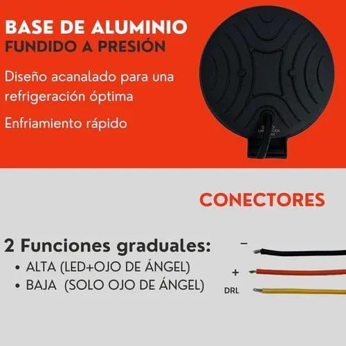 Faro 9 Led Ojo De Angel Alta Y Baja Auto Moto Ore