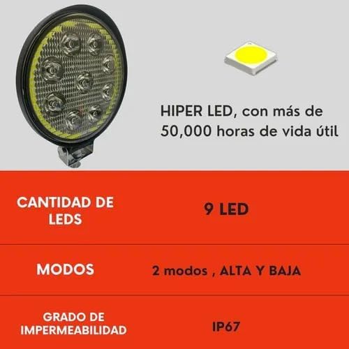Faro 9 Led Ojo De Angel Alta Y Baja Auto Moto Ore