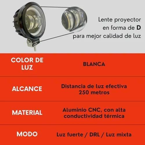 Faro Ojo De Angel 3.5'' Faro Niebla Luz Blanca Auto Moto Ore