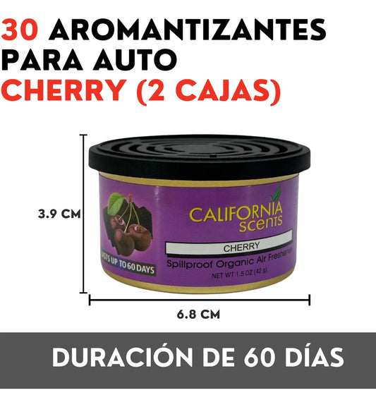 2 Cajas Aromatizante Auto California Scents Cherry 30 Pzs