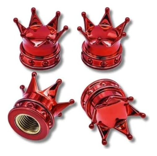 4 Tapones Corona Dorada Válvula a Llanta Coche Bici Moto