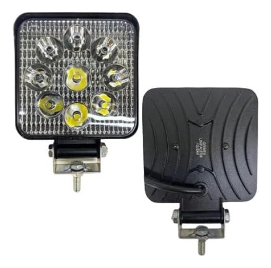 Faro 9 Led Cuadrado 27w Luz Blanca Fija