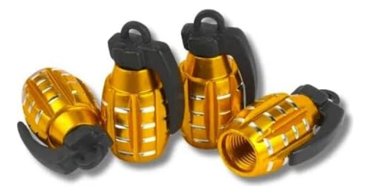 4 Tapones Valvula Aire Aluminio Moto Auto Granada Negra