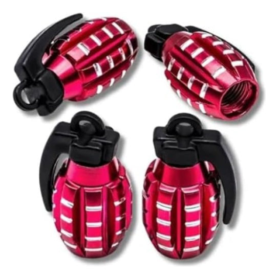 4 Tapones Valvula Aire Aluminio Moto Auto Granada Dorada