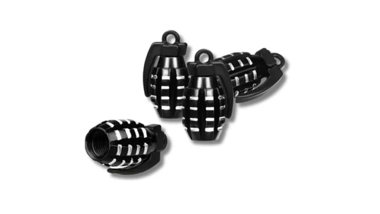 Genérico 4 Tapones Valvula Aire Aluminio Moto Auto Granada Negra