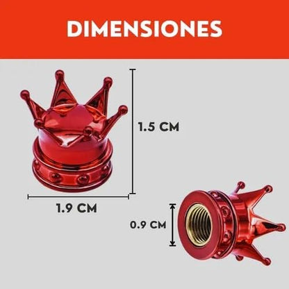 Genérico 4 Tapones Corona Rojo para Válvula De Llanta Coche Bici Moto