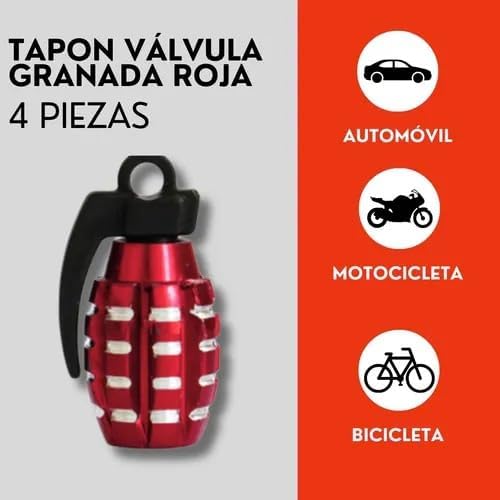 Genérico 4 Tapones Valvula Aire Aluminio Moto Auto Granada Rojo