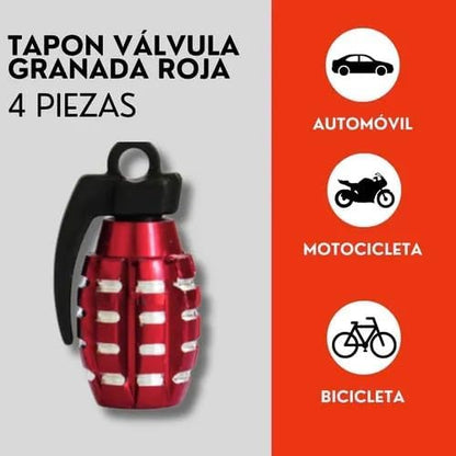 Genérico 4 Tapones Valvula Aire Aluminio Moto Auto Granada Rojo