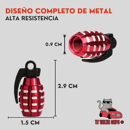 Genérico 4 Tapones Valvula Aire Aluminio Moto Auto Granada Rojo
