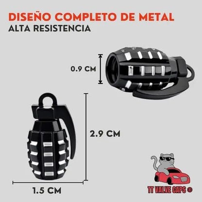 Genérico 4 Tapones Valvula Aire Aluminio Moto Auto Granada Negra