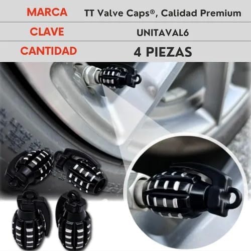 Genérico 4 Tapones Valvula Aire Aluminio Moto Auto Granada Negra