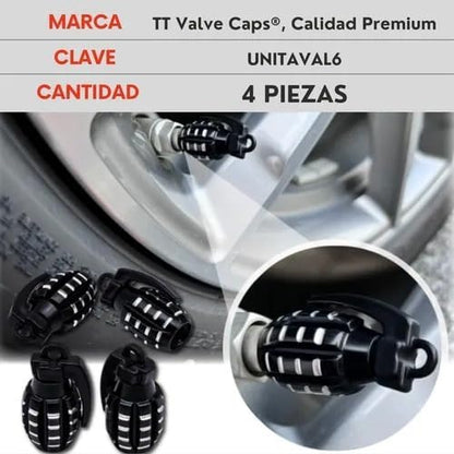 Genérico 4 Tapones Valvula Aire Aluminio Moto Auto Granada Negra