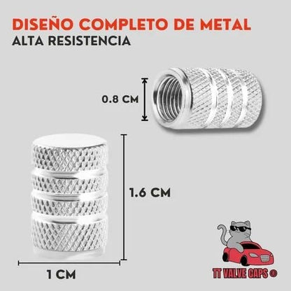 Genérico 4 Tapones Pivote Valvula Llanta Auto Moto Aluminio Plata