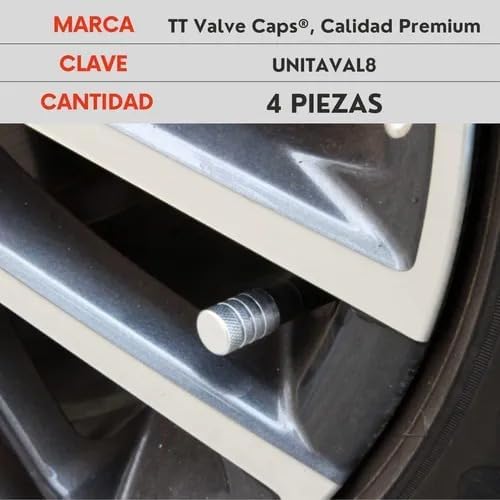 Genérico 4 Tapones Pivote Valvula Llanta Auto Moto Aluminio Plata
