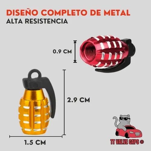 Genérico 12 Tapones Valvula Aire Aluminio Moto Auto Granada Colores