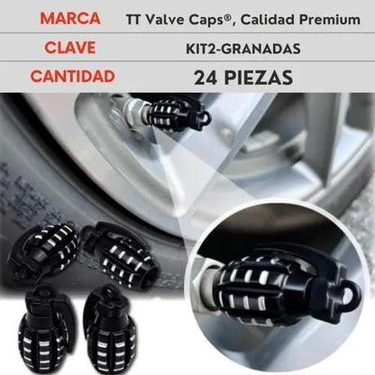 Genérico 24 Tapones Valvula Aire Aluminio Moto Auto Granada Colores