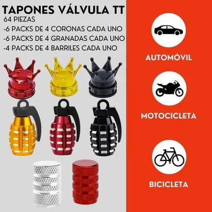 Genérico 64 Tapones Pivote Valvula Auto Moto Corona Granada Barril