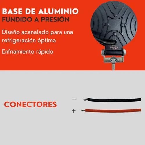 Faro Redondo 9 Led Luz Blanco Fijo Con Base Ore