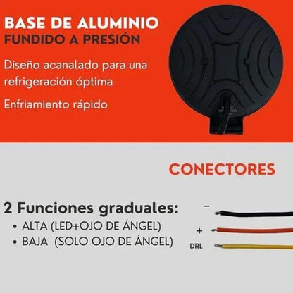 Faro 9 Led Ojo De Angel Alta Y Baja Auto Moto Ore