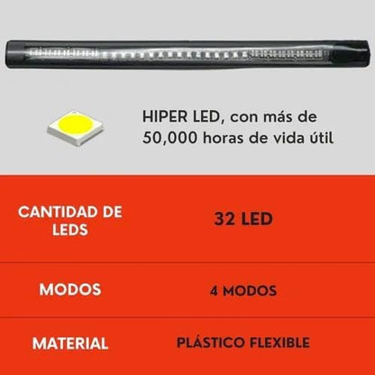 Tira 32 Led Auto Moto Luz Roja Freno Direccional 19 Cm Ore