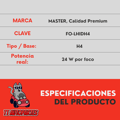PAR FOCO H4 HID DE LED 24 WATTS CON BALASTRA 16,400 LX