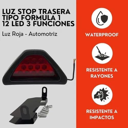 Luz Stop Freno Roja Universal Formula 1 Auto Moto 12 Led Ore