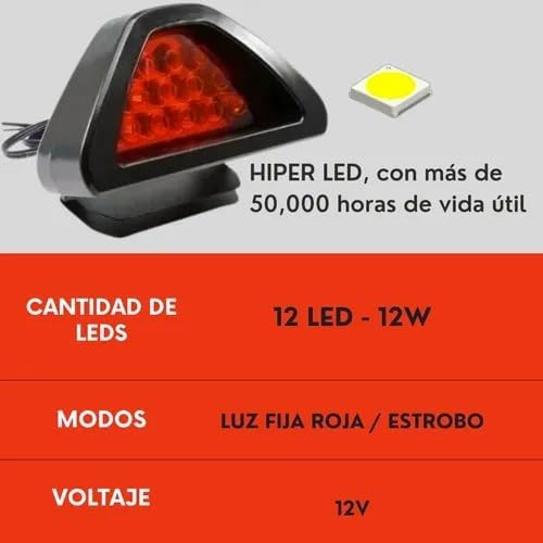 Luz Stop Freno Roja Universal Formula 1 Auto Moto 12 Led Ore