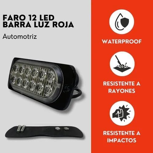 Faro Tipo Barra 12 Led Rojo Luz Fija Ore