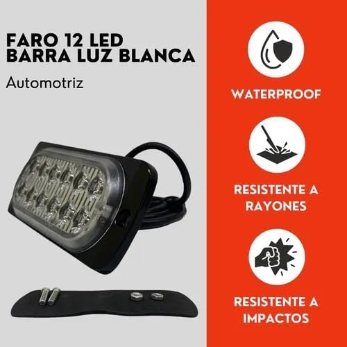 Faro Tipo Barra 12 Led Blanco Luz Fija Ore