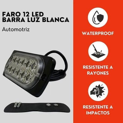 Faro Tipo Barra 12 Led Blanco Luz Fija Ore
