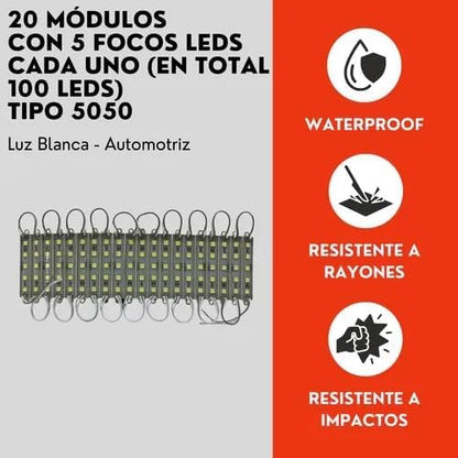 Modulo 100 Led Tipo 5050 Luz Blanca Universal Auto Ore