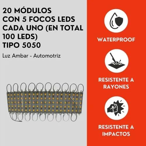 Modulo 100 Led Tipo 5050 Luz Ambar Universal Auto Ore