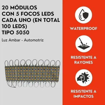 Modulo 100 Led Tipo 5050 Luz Ambar Universal Auto Ore