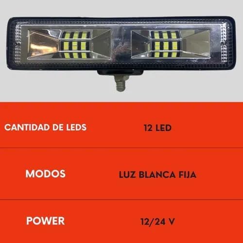 Faro Barra 12 Led Blanco Luz Fija Ore