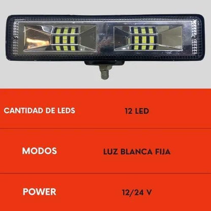 Faro Barra 12 Led Blanco Luz Fija Ore