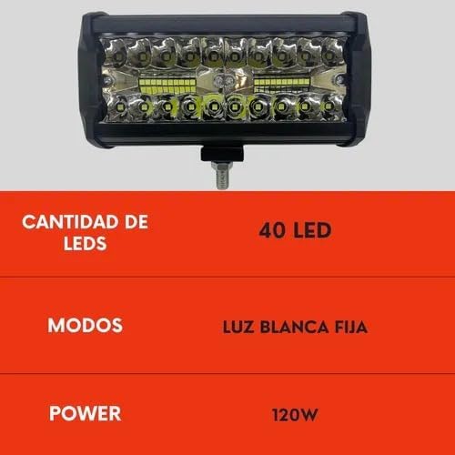 Faro Barra 40 Led Luz Fija Auxiliar 120w Ore