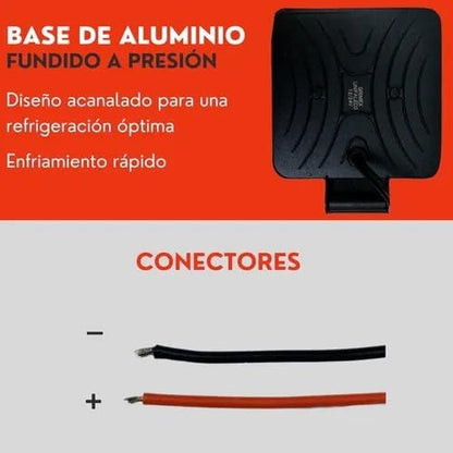 Faro 16 Led Cuadrado 48w Luz Blanca Con Base Ore