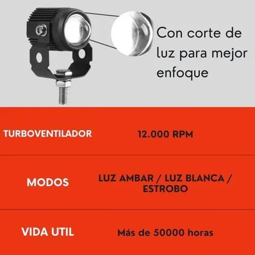 Luz Led Auxiliar Faro De Lupa Para Auto Moto 60w Ore