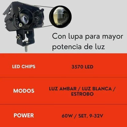 Faro Lupa Led Buho Bicolor Color Auxiliar Niebla Moto Ore