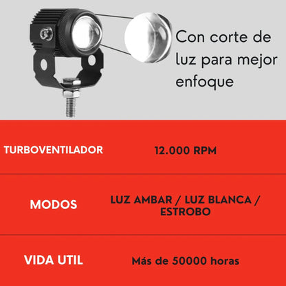 Par Luz Led Auxiliar Faro De Lupa Para Auto Moto 60w Ore
