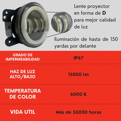 Par Faro De Niebla 4 Led Ojo Angel Para Jeep Wrangler Ore