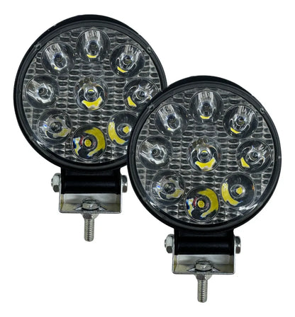 Par Faro Redondo 9 Led Luz Blanco Fijo Con Base Ore