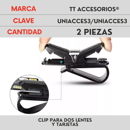 Genérico 2 Pzs Clip Porta Lente para Visera Auto Camioneta Universal
