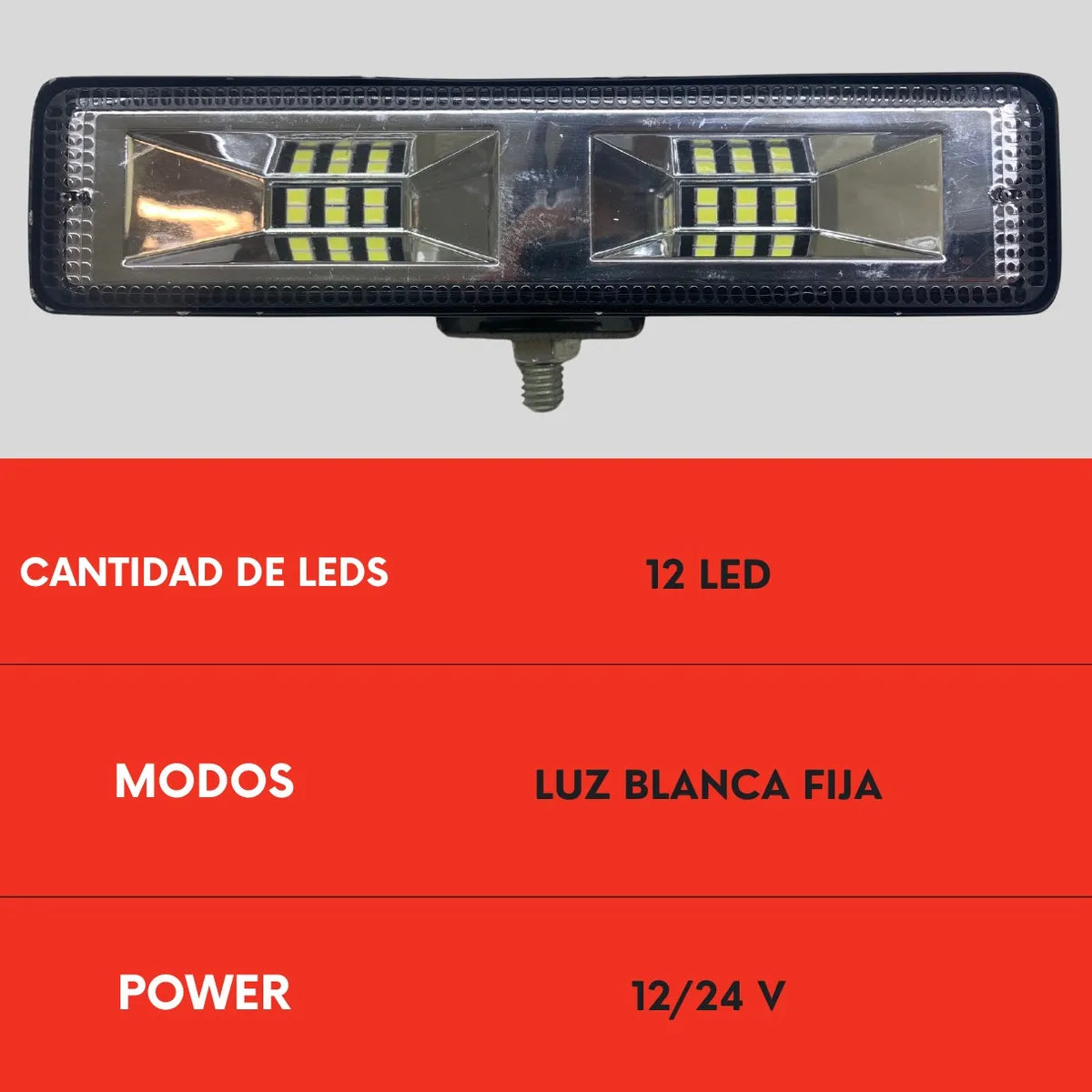 Par Faro Barra 12 Led Blanco Luz Fija Ore