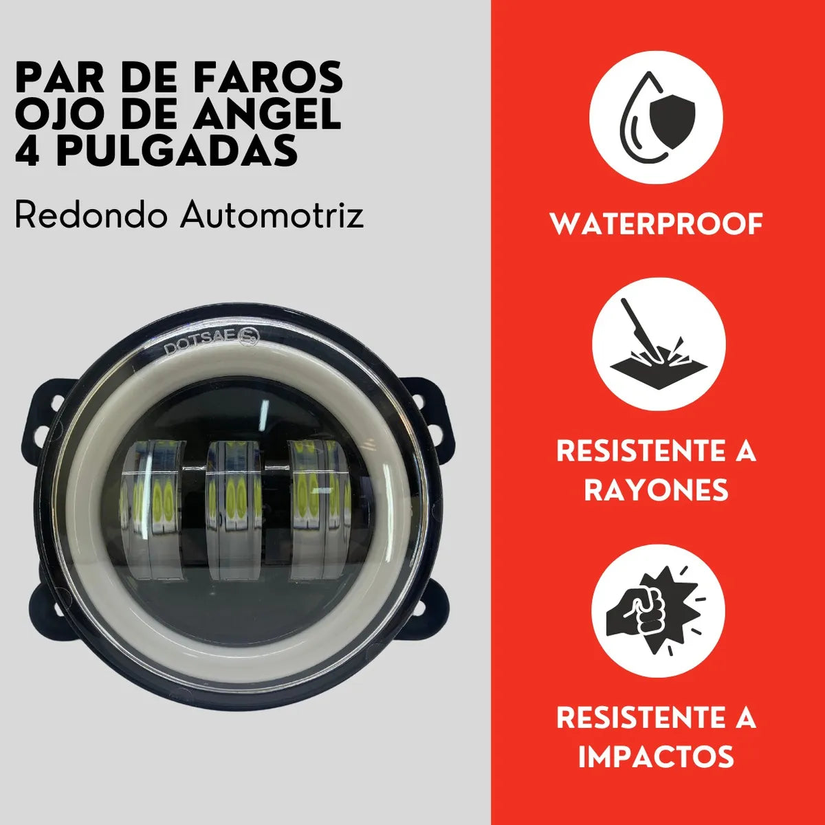 Par Faro De Niebla 4 Led Ojo Angel Para Jeep Wrangler Ore