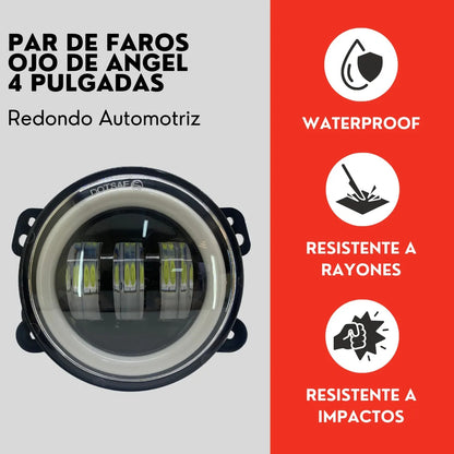 Par Faro De Niebla 4 Led Ojo Angel Para Jeep Wrangler Ore