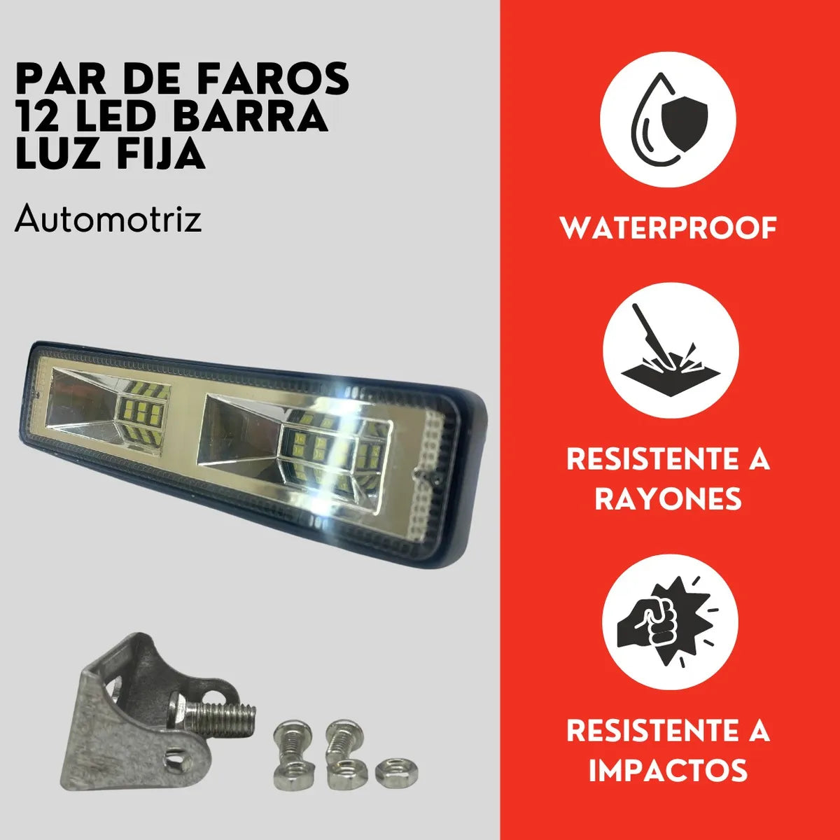 Par Faro Barra 12 Led Blanco Luz Fija Ore