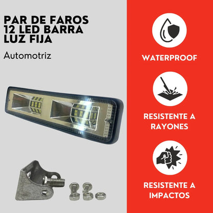 Par Faro Barra 12 Led Blanco Luz Fija Ore